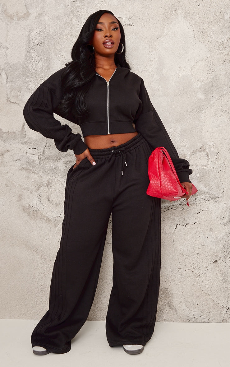 Seam Detail Wide Leg Joggers- Plus